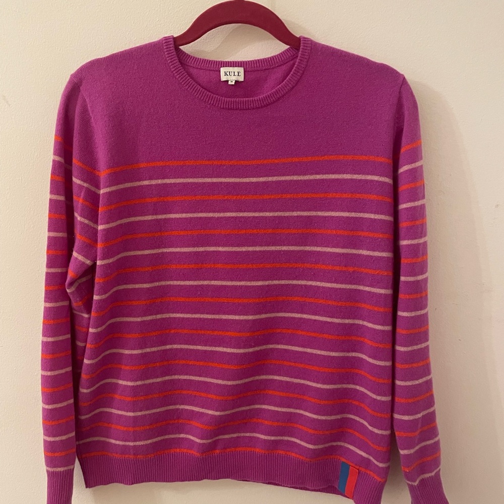 KULE Cashmere Striped Crewneck Sweater